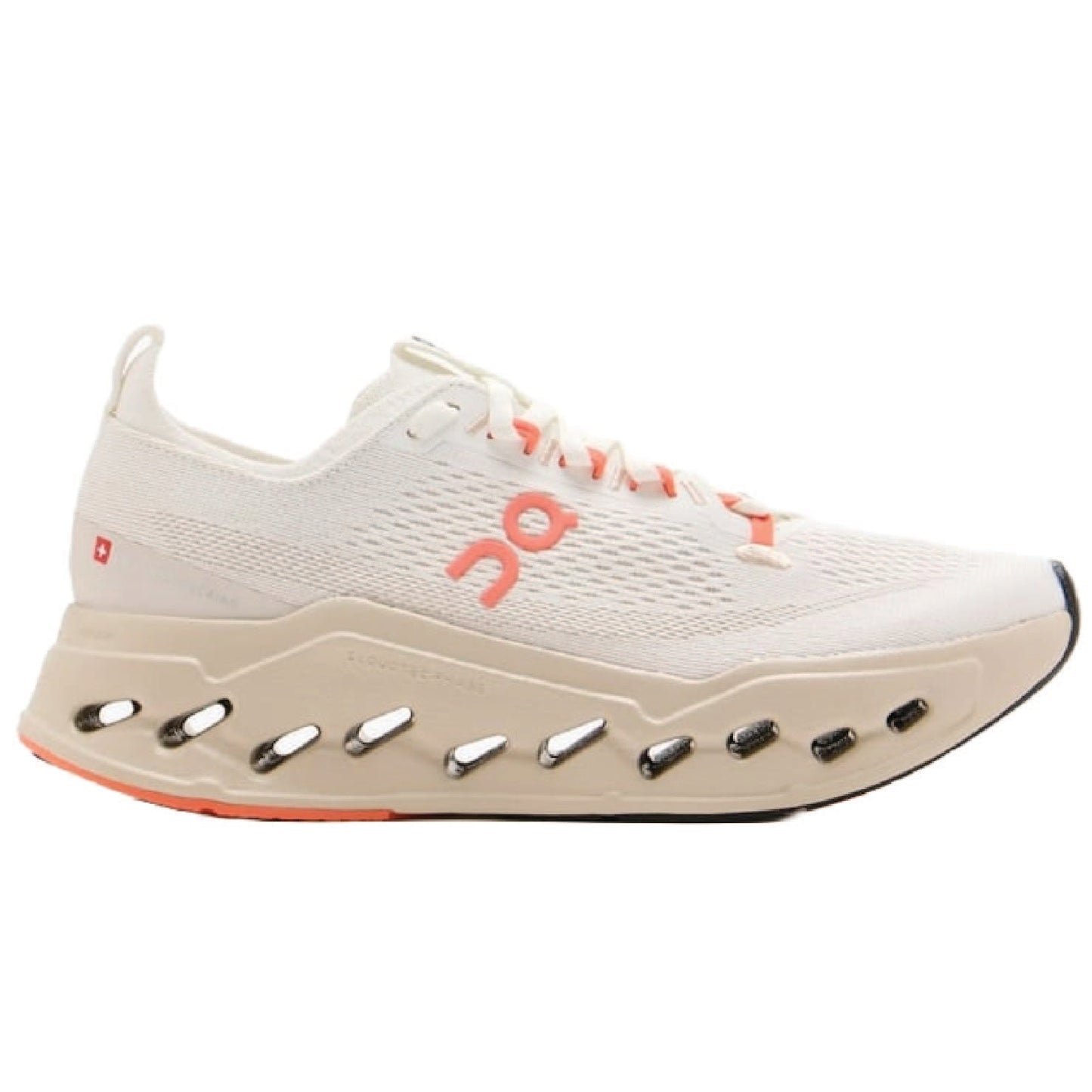 On Cloudsurfer Max shoe in 'Ivory/Salmon'